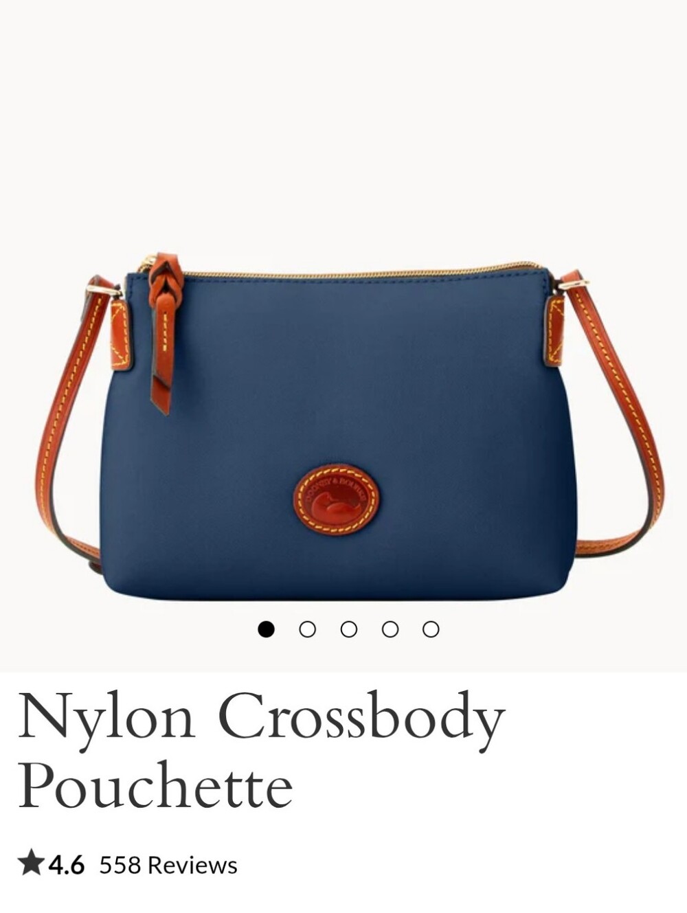 Dooney & Bourke Nylon Navy Leather Crossbody Pouchette Bag